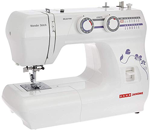 Usha Janome Wonder Stitch Automatic Zig-Zag Electric Sewing Machine || 13 Built-In-Stitches || 21 stitch Function(White) With complementary Sewing Les