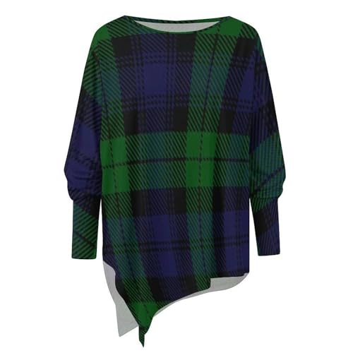 Black Watch Plaid Womens Long Sleeve T-Shirt Tunic Loose Fit Tee Tops for Leggings2