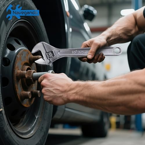 Image of Navegando 15 Inch Adjustable Wrench, Professional High Carbon Forged Steel Wrench,for Automotive & Industrial Use, Heavy Duty