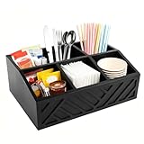 Toaboa Kaffeebar Holz 30x19x12cm Kaffee Organizer mit 5 Fach, Offenes Design Wiederverwendbar Langlebig Coffee Bar Schlicht Elegant Kaffeestation für Zuhause, Büro, Kaffeebar, Küche (Schwarz)