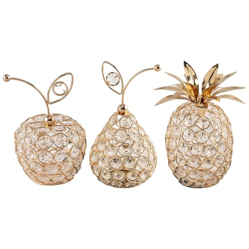Decoración de mesa plateada moderna con frutas de cristal para hogar y Navidad