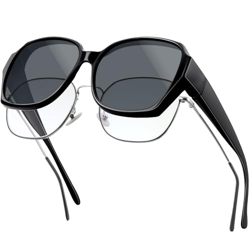MELLIEX Gafas de Sol Mujer Hombre, Polarizadas Gafas de sol Graduadas Superpuestas Protección UV400 Cuadrado, Negro