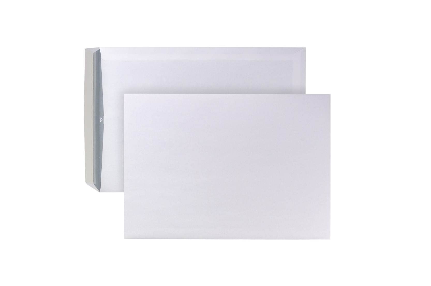 POSTHORN - Sobre B4 (250 unidades, 353 x 250 x 1 mm, 120 g/m²) | Sobres autoadhesivos sin ventana, color blanco con impresión interior gris para protección visual