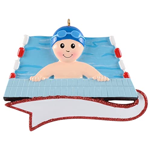 Personalized Swimming Boy Christmas Ornament 2025 - Swimmer Boy in