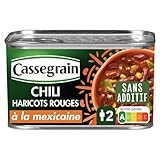 CASSEGRAIN - Chili de Haricots Rouges à la Mexicaine - Maïs Croquant & Sauce Tomate - Sans Additif - Nutri-Score A - Emballage 100% Recyclable - Boîte de Conserve de 430 g