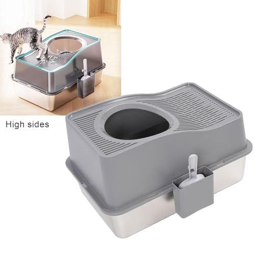 Arenero para gato XL acero inoxidable y plástico miniatura 4
