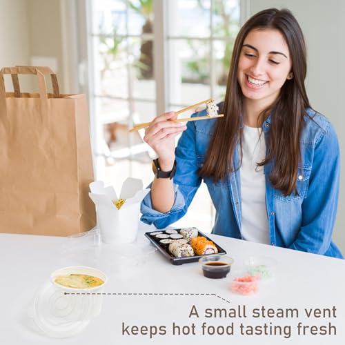 Image of ESSENTIAL Paper Ice Cream Cups with Lids, 120 Pcs 8oz Paper Snack Bowls