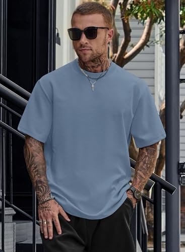 Image of Herberton Mens Oversized T-Shirts Heavyweight Cotton Stretch Fashion Thick Tee Tops (S-3XL)