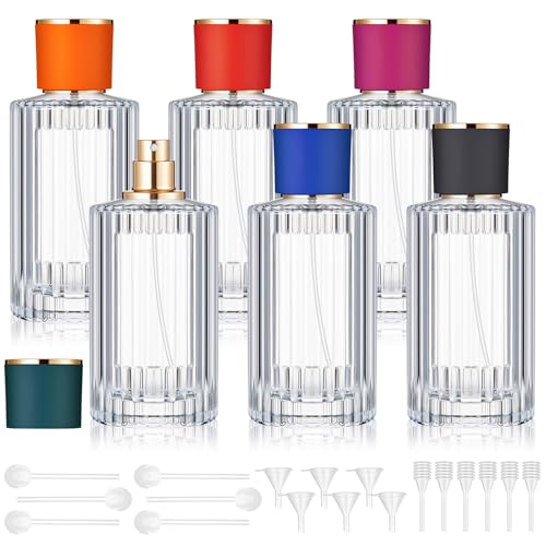 6 Pcs 100 ml Perfume Cologne Bottles Empty Refillable Travel Glass Chic Empty Perfume Spray Bottles Decorative Set for Men Women Portable Dispenser Fragrance Container Set