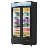 Beverage Cooler Commercial Refrigerator 30.3 Cu.Ft. Glass Door Display Refrigerator with LED Light, 10 Shelves, Display Commercial Beverage Refrigeratorfor Restaurant Cafe Bar Store (30.3 Cu.Ft.)