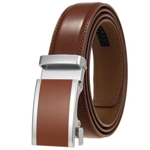 Men's 3Cm Wide Genuine Leather Belt Black Dark Brown Belt Automatic Buckle Formal Suit Belt2