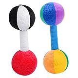 PERSELOSO 2個 赤ちゃん用 握りやすいダンベルおもちゃ 色鮮やかなバーベル おもちゃ 赤ちゃんの手指トレーニングに 幼児の集中力と創造力を