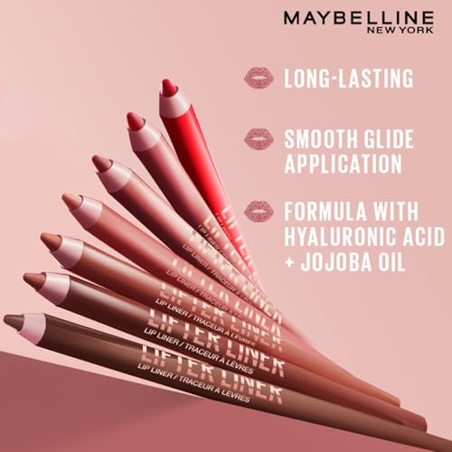 Image of Maybelline Lifter Liner Lip Liner Pencil with Hyaluronic Acid, Cross The | Creamy, Moisturizing Lip liner | Smooth Glide Application for defined lips
