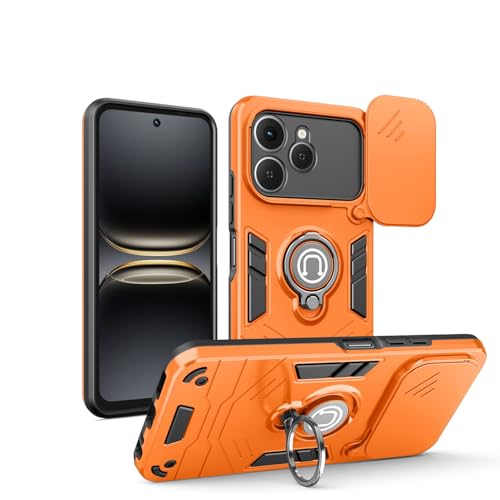 For Tecno Spark 40 4G Case with Kickstand & Slide Camera Cover, Shockproof Military-Grade Case Rugged Protective Cover for Tecno