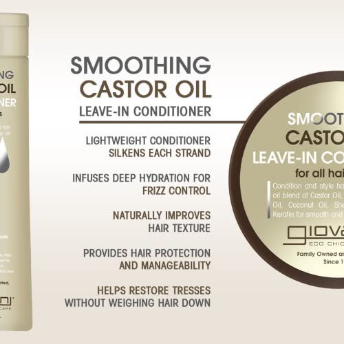 Giovanni Smoothing Castor Oil Leave-In Conditioner, 11.5 Oz. – All Hair Types, Moisturize Hair & Scalp, Hydrate & Tame Frizz, Jojoba, Argan Oil, Coconut Oil, Shea Butter, Keratin (Pack Of 2) #TOP2