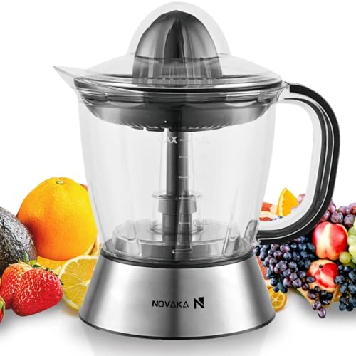 El Mejor Listado de extractor para jugos de esta semana. 47 NOVAKA Exprimidor Eléctrico De Cítricos con Filtro, Potente Motor, 1L de Capacidad, para Naranjas, Limones, Toronjas, con Base Antideslizante