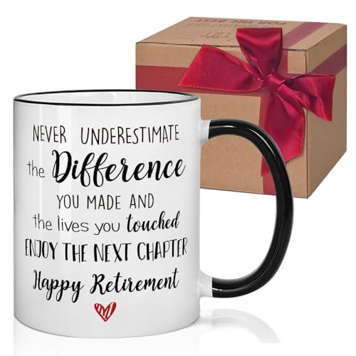 HIWERAN Goodbye Gifts for Coworkers Leaving Gifts for Women Never Underestimate the Difference You Made Mug 11 oz Going Away Gift for Boss Leaving Job Retirement Gift for Women Men