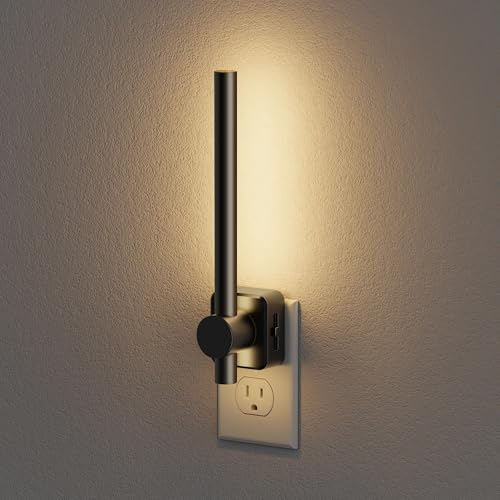 Image of JandCase Night Lights Plug into Wall,0-200LM Dimmable LED Nightlights, Soft White 3000K Vanity Night Light with Auto Light Sensor for Bathroom Dressing Room, 1 Pack