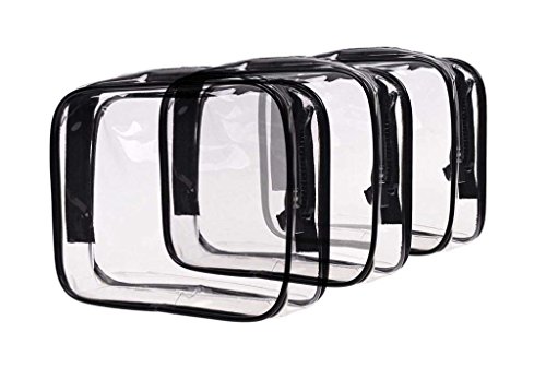 Louise Maelys 3 Packs Clear Cosmetics Bag Waterproof Travel Bag Toiletry Organizer Case Medium