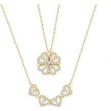 Sterling Silver Heart Shaped and 4-Clover Convertible Pendant Necklace
