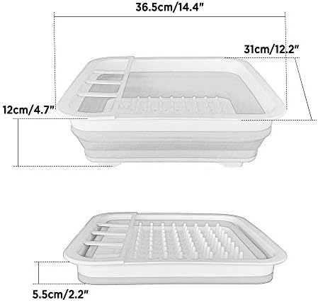 HAPPYX Collapsible Dish Drying Rack, Portable Dinnerware Drainer Organizer BPA Free for Home Outdoor Camping
