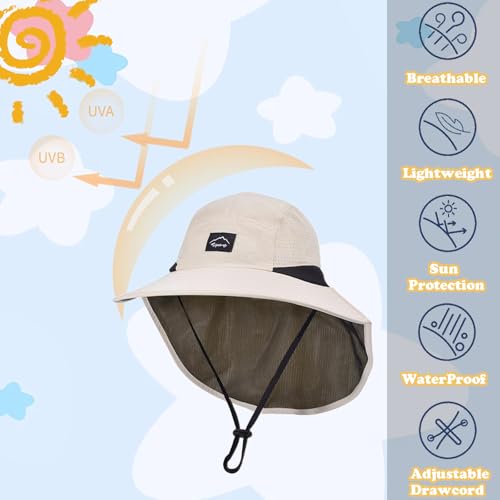 Image of ZOORON Kids Sun Hat with Neck Flap UPF 50+ Beach Hats for Baby Boys Girls