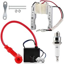 Magneto Coil CDI Ignition Coil Spark Plug for 49cc 50cc 60cc 66cc 80cc 2-stroke Engines Motorized Bicycle Motor Bike ATV Quad Scooter 2-Wire High Performance