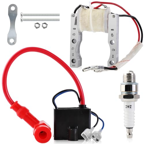 YOFMOO Magneto Coil CDI Ignition Coil Spark Plug for 49cc 50cc 60cc 66cc 80cc 2-stroke Engines Motorized Bicycle Motor Bike ATV Quad Scooter 2-Wire High Performance
