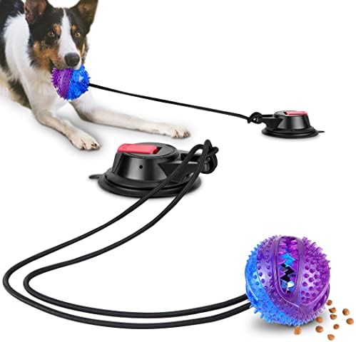 Interactive Suction Dog Toy- Pup Tug of War Chew Toys for Medium and Small Dogs-Puppy Rope Toy with Bell for Boredom, Teething, Anxiety, and Dental- Treats Dispensing Dog Toy