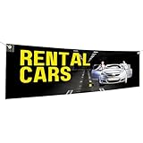 Rental Cars Large Banners and Signs for Outdoor by Mavis Printing-Polyester Banner with 4 Holes for Easy Hang Indoor & Outdoor| 6x2 Feet HD Print Sign to Promote Automobile| Made in USA