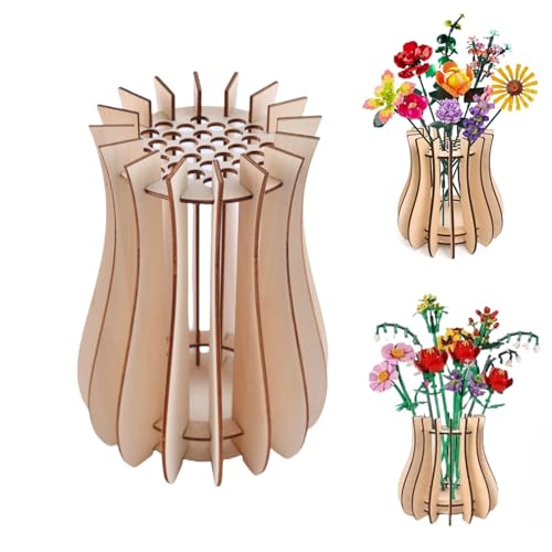 Wooden Puzzle Flower vase Flower Arrangement Display Stand for Placing Lego Flowers and Artificial Flowers Suitable for Decorating Homes and Offices Gifts for Lego Lovers.