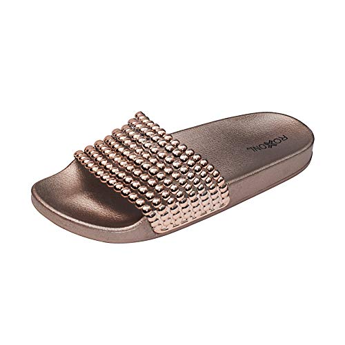 Roxoni Women's Slippers with Pearl Strap2