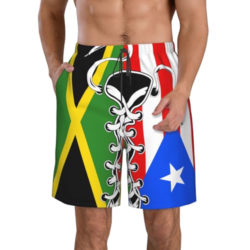 Men's Vintage Puerto Rico Jamaica Jamaican Flag Board Shorts Swim Trunks2