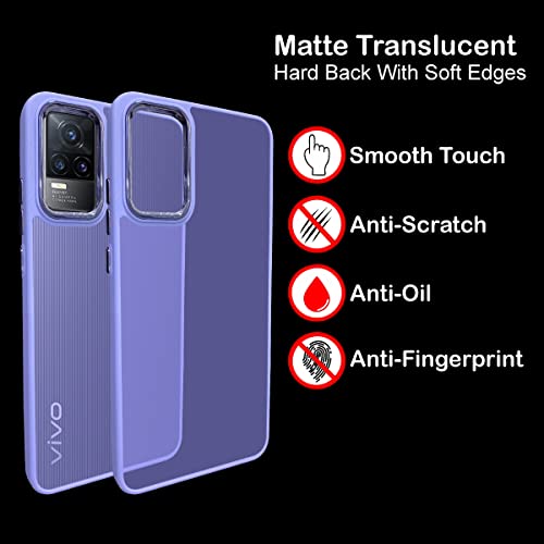 Image of A rtistque Frosted Translucent Back Cover Case for Vivo Y73 | Electroplated Chrome Ring | Raised Camera Edges for Protection | Smooth Sides TPU - Purple