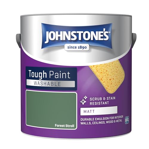 Johnstones - Washable Paint - Forest Stroll - Matt Finish - Emulsion Paint - Highly Durable - Stain Resistant - Non Toxic & Low Odour - 12m2 Coverage per Litre - 2.5L(Packaging may vary)