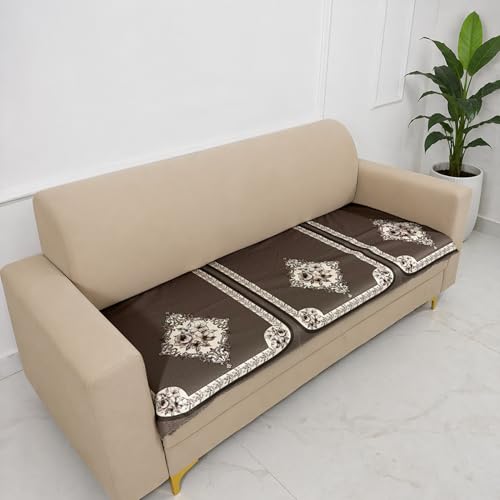 Image of Homerz Premium Waterproof Jasmine Joe Sofa Seat Cover - Floral Printed Sofa Protector | Non-Slip, Washable & Durable Sofa Protector (Coffee, 6 (3+2+1) Seater)