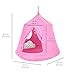 Best Choice Products Kids Indoor & Outdoor Hanging Hammock Swing Tent Set w/Inflatable Base, Ropes, and Multicolor LED String Lights, Pink