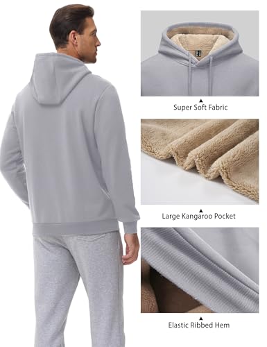 EKLENTSON Hoodies for Men Fleece Pullover Heavyweight Winter Warm Sweatshirts Sherpa Lined Hoodie with Kanga Pocket4