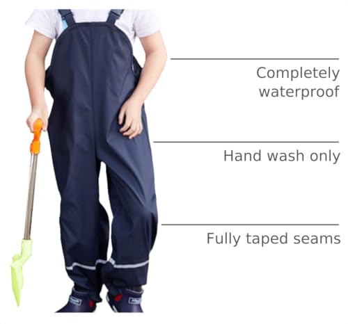 Image of SSAWcasa Kids Rain Pants, Toddler Waterproof Boys Girls Pants, Mud Dirty Proof Rain Suspender Trousers Overalls