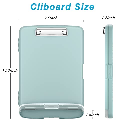 Rimilak Plastic Clipboard with Storage, High Capacity Nursing Clipboards with Pen Holder, Slim Clipboard Storage Box with Heavy Duty Clips, Clipboard Folder Side-Opening, Dark Green - Thumbnail 2