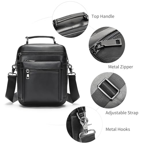 NIUCUNZH Genuine Leather Small Messenger Bag Vintage Leather Man Purse Handbag Crossbody Shoulder Bags for Men3