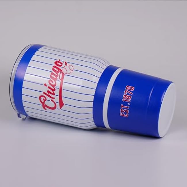 30OZ Gradient Color Baseball Insulated Mug, Keep Cold And Hot, Fashionable Gradient Color, Suitable For Outdoor, Sports, Office, A Beautiful Gift For Men, Women, Fans (4, CHI-Blue Red)