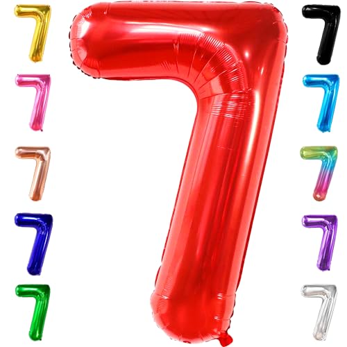 Image of KatchOn, Giant Red Number 7 Balloon - 40 Inch | 7th Birthday Balloon