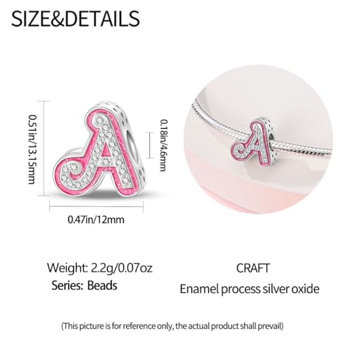 Letter Charms for Pandora Bracelets Pink Alphabet Initial Beads for Women Jewelry Gifts2