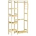 HOMCOM Penderie Porte-Manteaux en Bois Bambou avec étagères, Tringle et 2 patères - dim. 90L x 30P x 155H cm