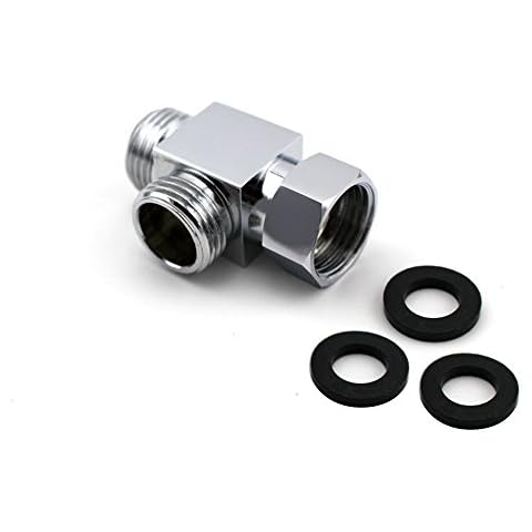 LumenTY Shower Arm Brass 3-Way Diverter Valve Hose Tee Connector-Standard G 1/2 Inch Handheld Shower Head System Replacement Part Shower Flow Control Splitter T Joint T Adapter-Brass Polished Chrome Cover