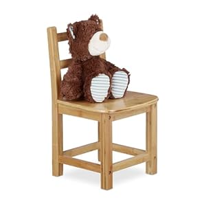 Relaxdays kinderstoel RUSTICO, bamboe, voor jongens en meisjes, kinderkamer stoel, HBD: ca. 50 x 28,5 x 28 cm, natuur