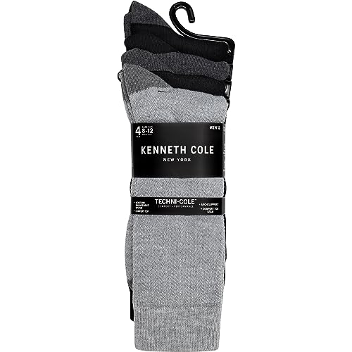 Kenneth Cole Mens Dress Socks Classic Comfortable Breathable Moisture Wicking Assorted Pattern Easy Care Crew 4 Pair Pack2