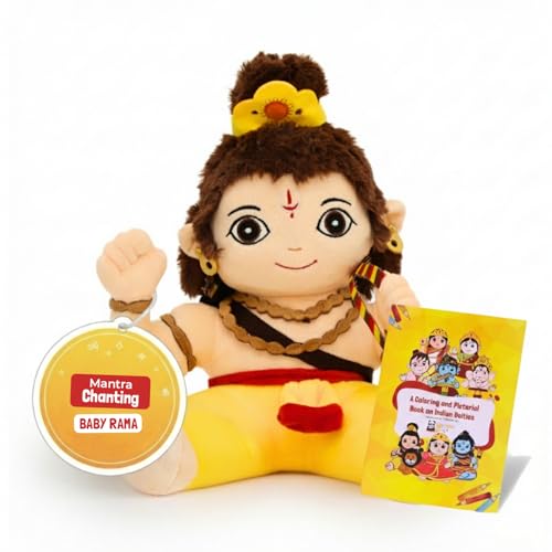 Image of Panda's Box Mantra Chanting Baby Rama Soft Toys for Kids | Musical Stuffed Plush Toy for Girl & Boy | Non-Toxic, Safe | Best Birthday Gift for Newborn & Toddlers | Free Colouring Book | 30 CM