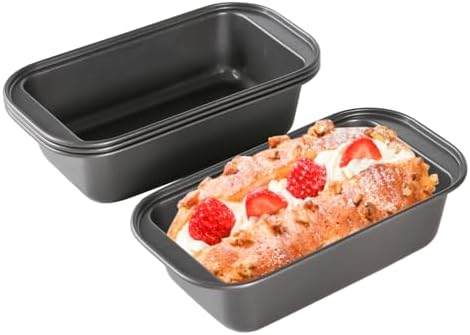 ATRDTO Set of 4,7.2 x 3.8 x 2 In Non-Stick Mini Loaf Pan Set, Small Loaf Pans for Baking, Tiny Carbon Steel Meatloaf Pan - Steel (Black)